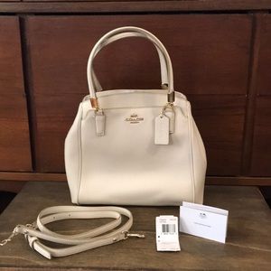 Coach Minetta Chalk Cross-grained Leather Crossbody Handbag Purse Strap